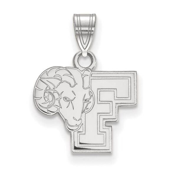 10k White Gold Fordham U Small Logo Pendant